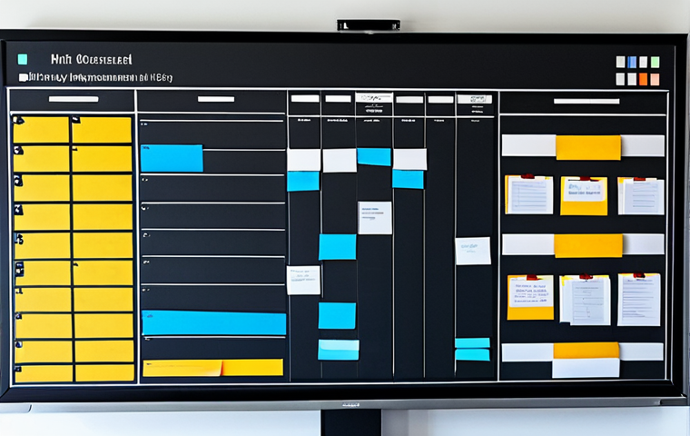 Project Management in Arts**

"A well-organized project management board for an arts organization, showing tasks, timelines, and budget allocation. Sticky notes, charts, and digital displays are visible. The setting is a modern office. fully clothed, appropriate attire, safe for work, perfect anatomy, natural proportions, professional photography, high quality"

**