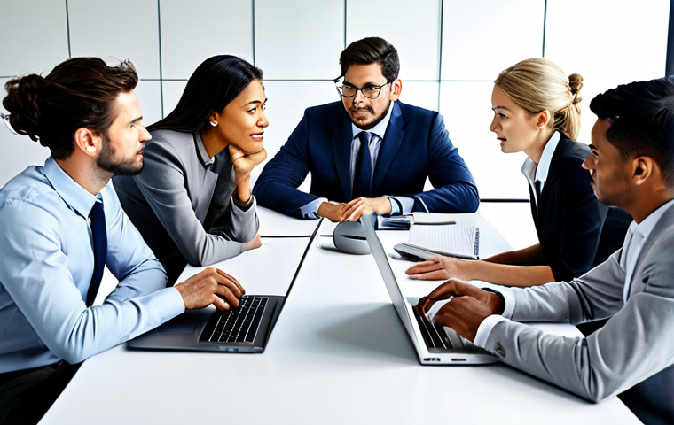 미술문화기획사의 효과적인 팀 빌딩 전략 - Communication**
"A diverse team collaborating around a large table, discussing project details in a...