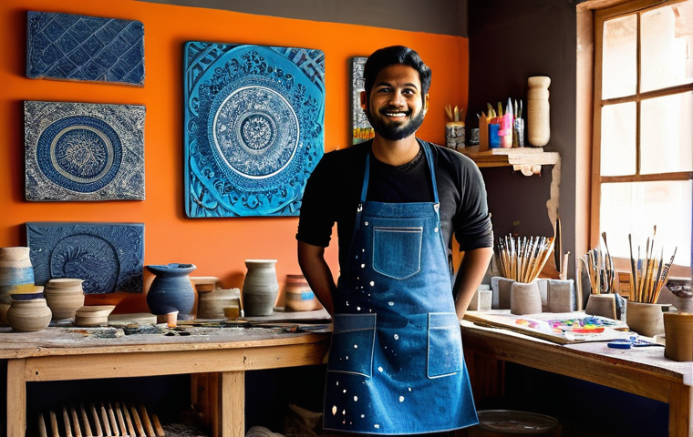 미술문화기획사의 해외 연수 프로그램 - **Prompt:** A young Bangladeshi female artist, wearing a stylish, modest contemporary kurti and comf...