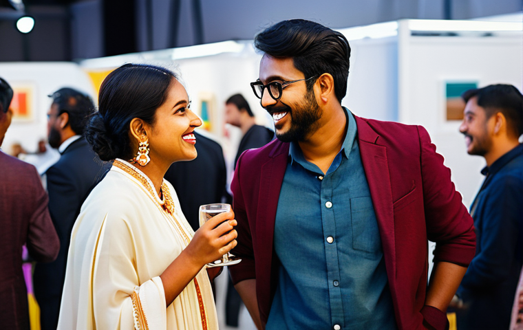 미술문화기획사의 해외 연수 프로그램 - **Prompt:** A skilled Bangladeshi male artist, in his mid-30s, actively engaged in his bustling art ...