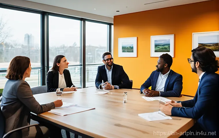 미술문화기획사 필수 이론 정리 - **Prompt:** A futuristic art gallery interior. Several young adults and teenagers, dressed in stylis...