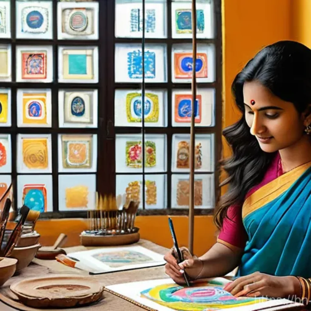 미술문화기획사의 소셜 미디어 활용 사례 - **Prompt 1: Bridging Traditional Art and Global Digital Audiences**
    "A vibrant and bustling arti...