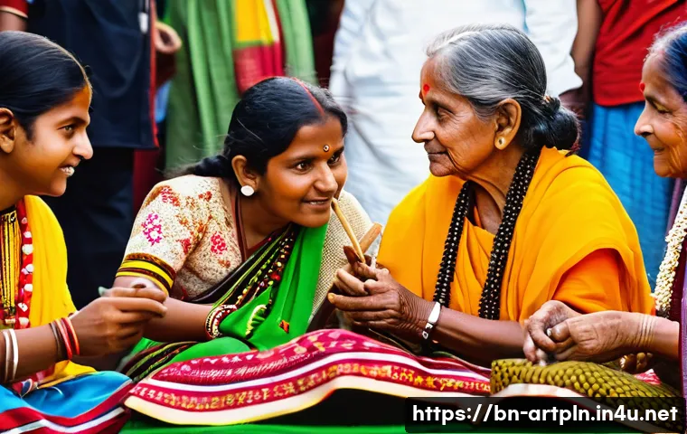 미술문화기획사의 직무 연관성 높은 학문 분야 - **Prompt:** A vibrant outdoor Bengali folk art fair bustling with people of diverse ages and backgro...
