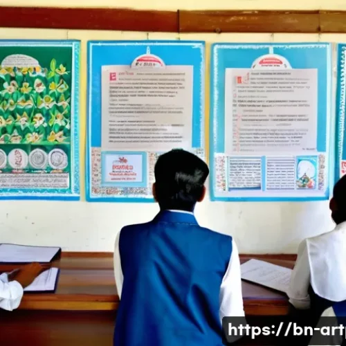 Home 30 미술문화기획사의 자격 시험 대비 문제 유형 - A detailed classroom scene showing a diverse group of Bengali students attentively engaged in an int...