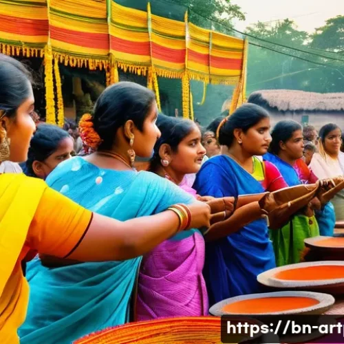 Home 17 미술문화기획사의 지역 축제 기획 참여 후기 - A vibrant rural Bengali festival scene featuring traditionally dressed local artisans demonstrating ...