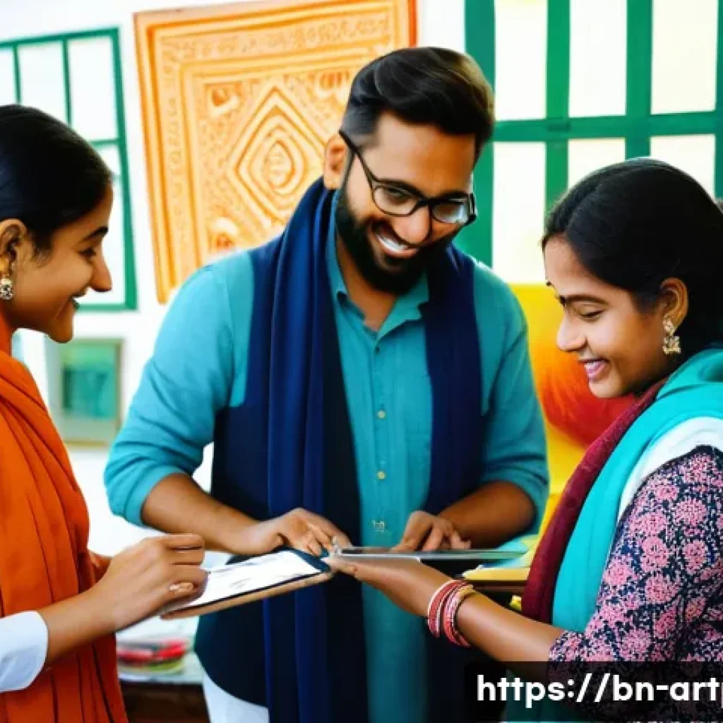 미술문화기획사의 커뮤니티 참여 방법 - A vibrant community art workshop scene featuring diverse Bengali artists collaborating enthusiastica...