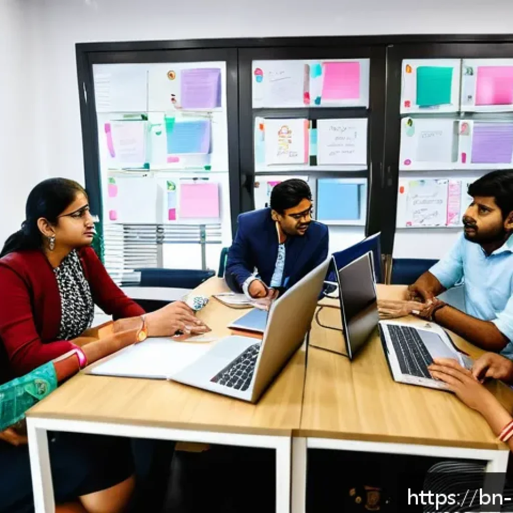 미술문화기획사의 주요 업무 효율성 개선 방법 - A vibrant modern office environment in Bangladesh where a diverse group of professionals are engaged...