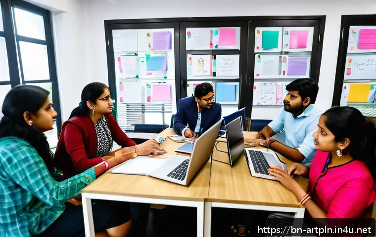 미술문화기획사의 주요 업무 효율성 개선 방법 - A vibrant modern office environment in Bangladesh where a diverse group of professionals are engaged...
