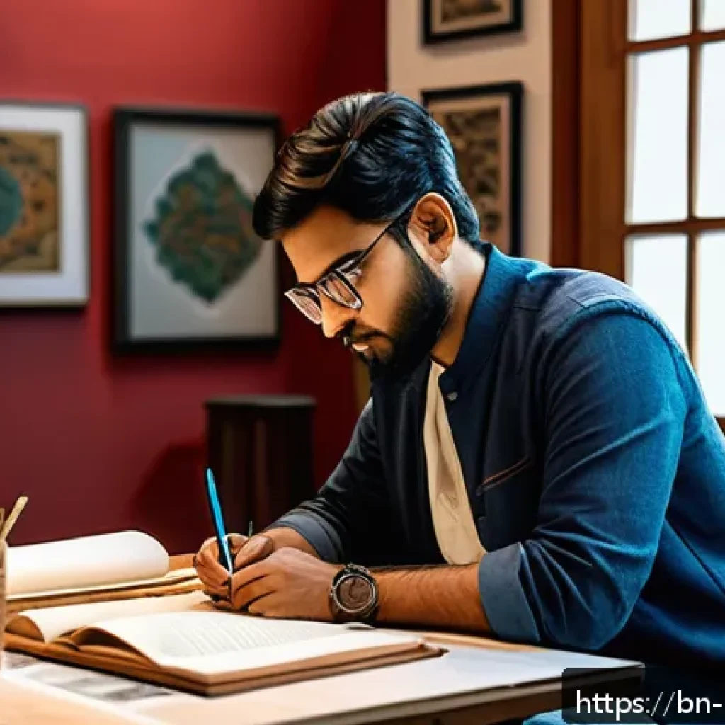 미술문화기획사의 포트폴리오 관리 노하우 - A vibrant, detailed digital art studio scene showcasing a Bengali artist actively updating and re-ev...