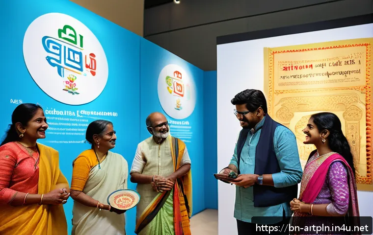미술문화기획사의 업무 평가 기준 - A vibrant cultural museum scene showcasing a diverse group of Bengali visitors, including families a...