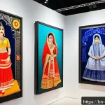 Home 19 미술문화기획사의 주요 과제 해결 방법 - A vibrant cultural fusion art exhibition scene showcasing a diverse group of artists and audience me...
