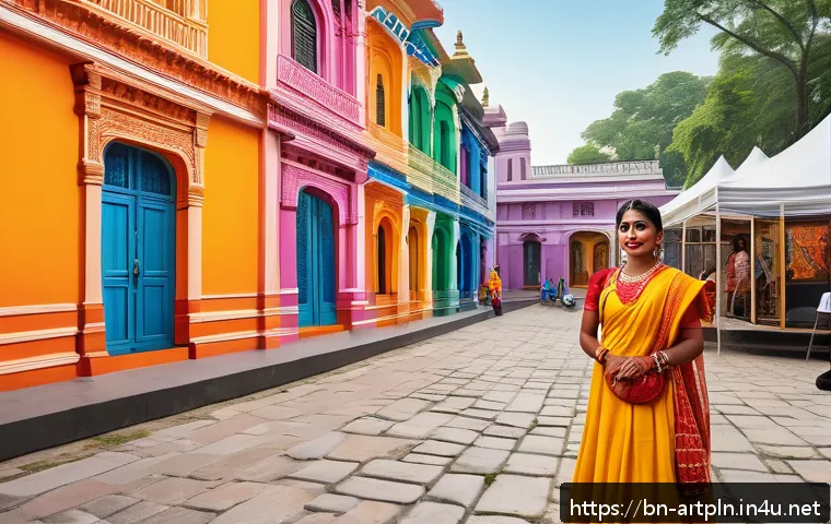 미술문화기획사와 박물관 기획사의 차이 - A vibrant cultural festival scene in a Bengali city, showcasing a diverse group of artists and commu...